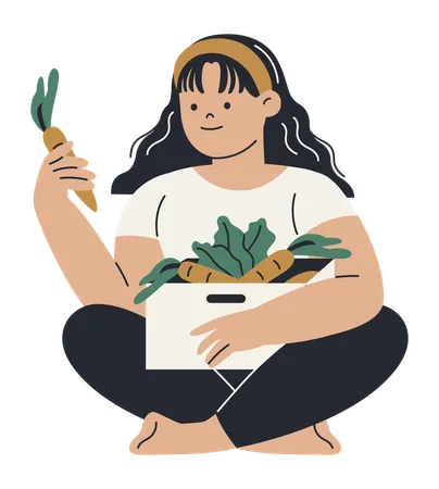 Girl promoting to eat local  Illustration