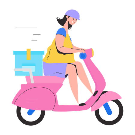 Girl provide Bike Delivery  일러스트레이션