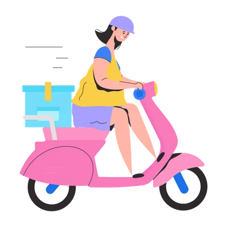 Girl provide Bike Delivery  Illustration