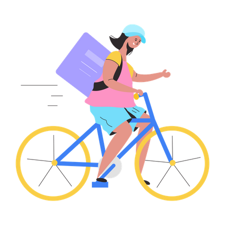 Girl provide Cycle Delivery  Illustration