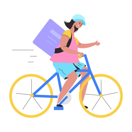 Girl provide Cycle Delivery  Illustration