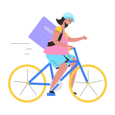 Girl provide Cycle Delivery  Illustration