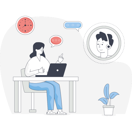 Girl providing customer help center  Illustration