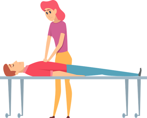 Girl pumping heart to patient  Illustration