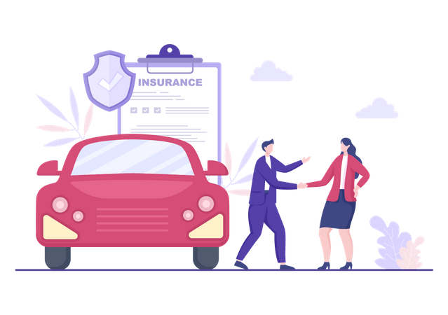 Girl purchased car insurance  Illustration