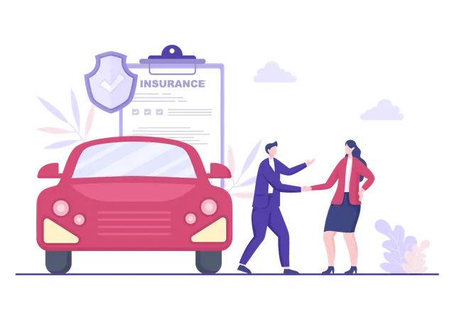 Girl purchased car insurance  Illustration