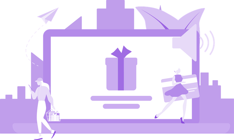 Girl Purchashing Shopping Gift  Illustration