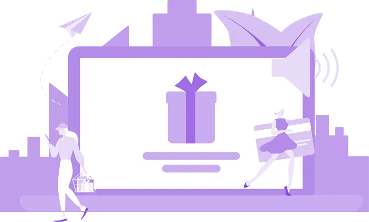 Girl Purchashing Shopping Gift  Illustration