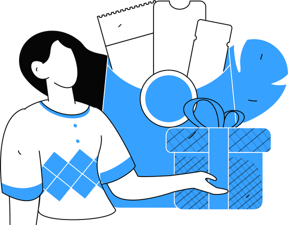 Girl purchasing gift using voucher  Illustration