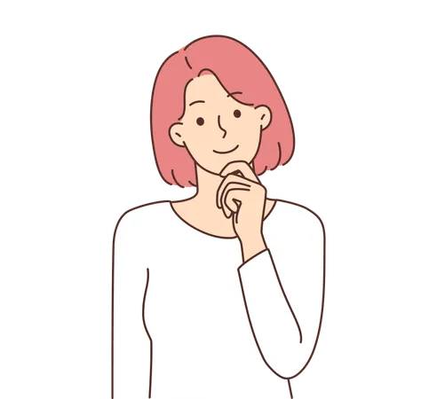 Girl put hand on chin and thinking something  Illustration