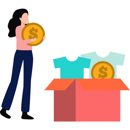 The Girl Is Putting The Donation In The Box Illustration