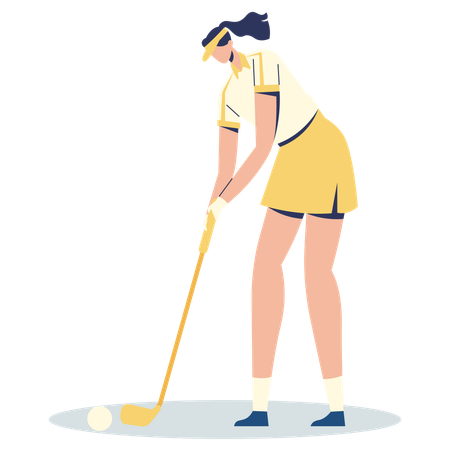 Girl Putting golf ball for shot  Illustration