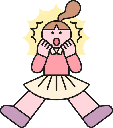 Girl putting hands on face while feeling angry  Illustration