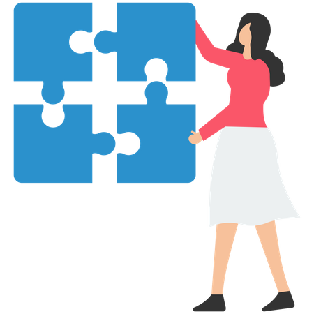 Girl putting together puzzle  Illustration