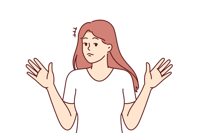 Girl raises hands  Illustration