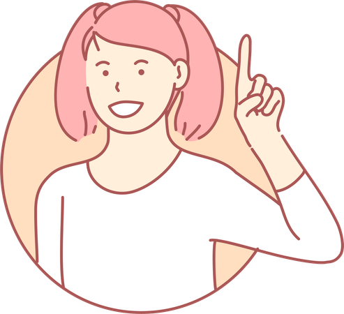 Girl raising one finger  Illustration
