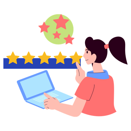 Girl rating online study experience Illustration
