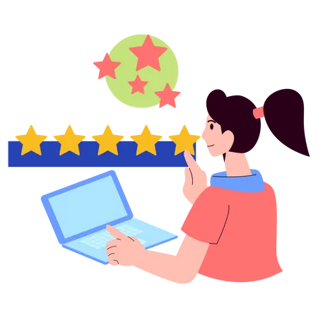 Girl rating online study experience  Illustration