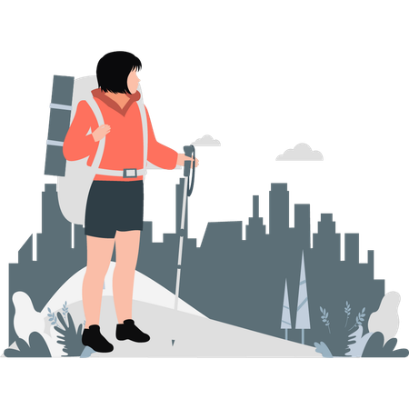 Girl reached alone at destination  Illustration