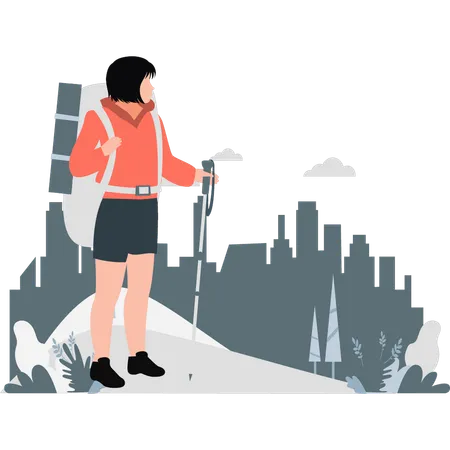 Girl reached alone at destination  Illustration