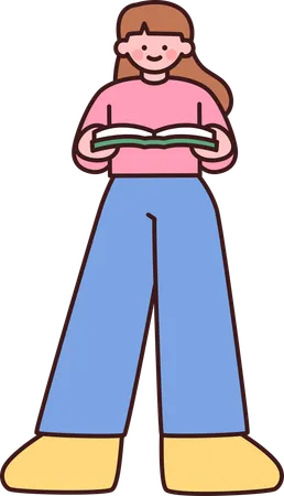 Girl Read Book  Illustration