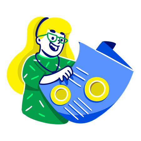 Girl Read Crypto News Feed  Illustration