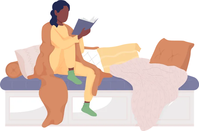 Girl read on couch Illustration