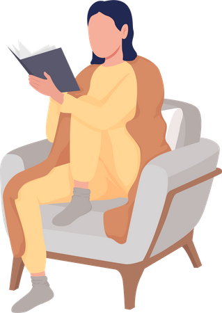 Girl read on sofa Illustration