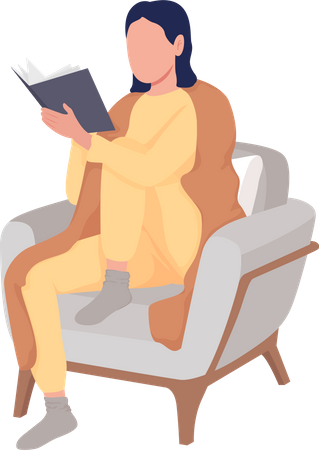 Girl read on sofa  Illustration