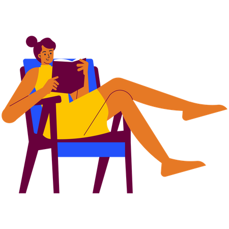 Girl Reading a book  Illustration