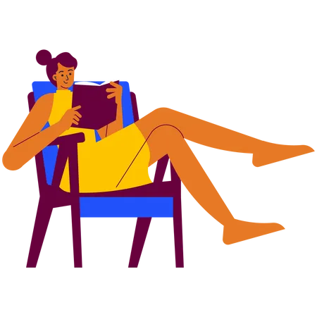Girl Reading a book  Illustration