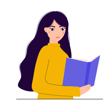 Girl reading reading a book  Illustration