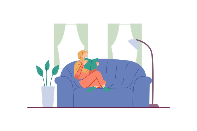 Girl reading a book  Illustration