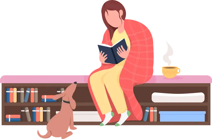 Girl reading at home  Illustration