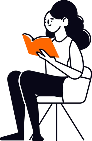 A Woman Is Reading A Book Illustration