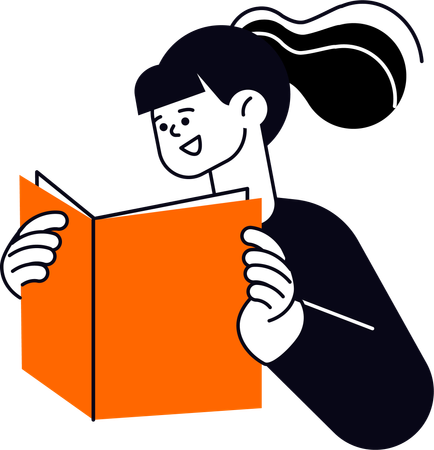 Girl Reading Book  Illustration