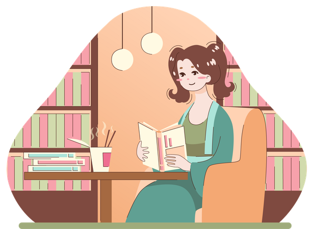 Girl reading book  Illustration