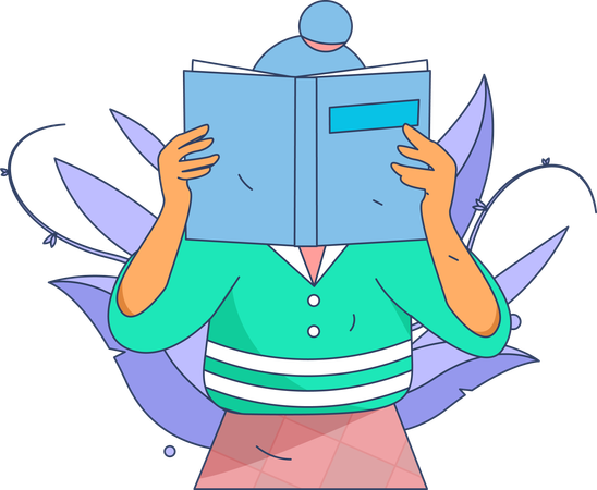 Girl Reading Book  Illustration
