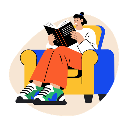 Girl reading book  Illustration