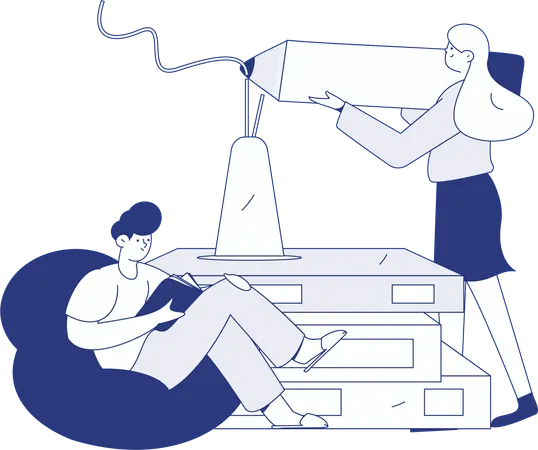 Girl reading book  Illustration