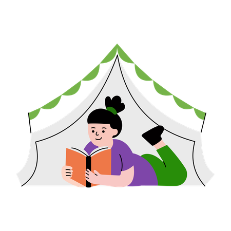 Girl reading book  Illustration