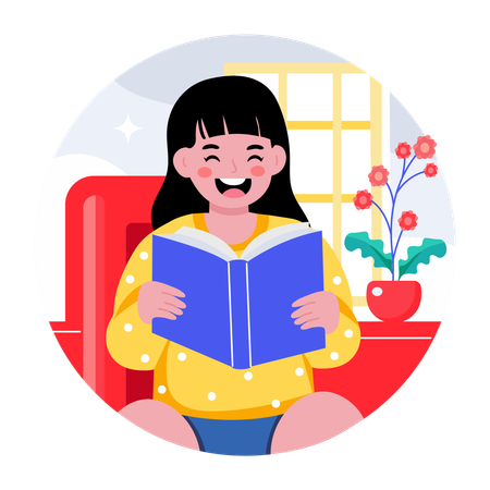 Girl reading book  Illustration
