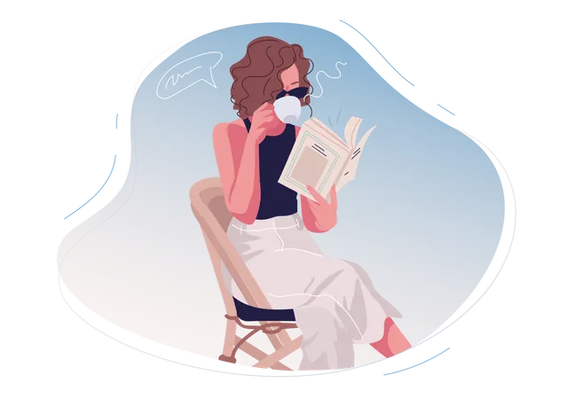Girl reading book Illustration