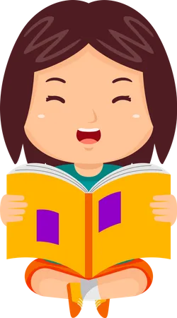 Girl Reading Book  イラスト