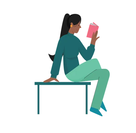Girl reading book  Illustration