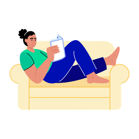 Girl reading book at home  Illustration
