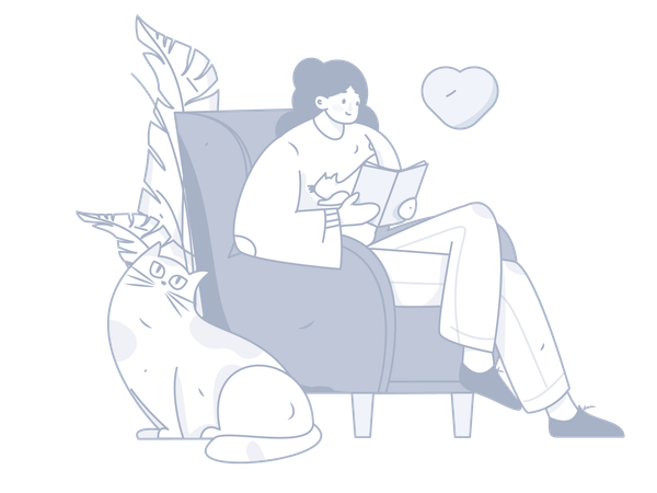 Girl reading book at home on armchair  Illustration