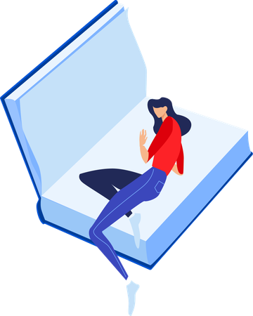 Girl reading book at night  Illustration