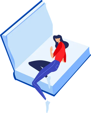 Girl reading book at night  Illustration