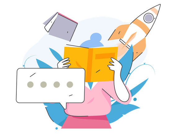 Girl reading book for business startup  Illustration